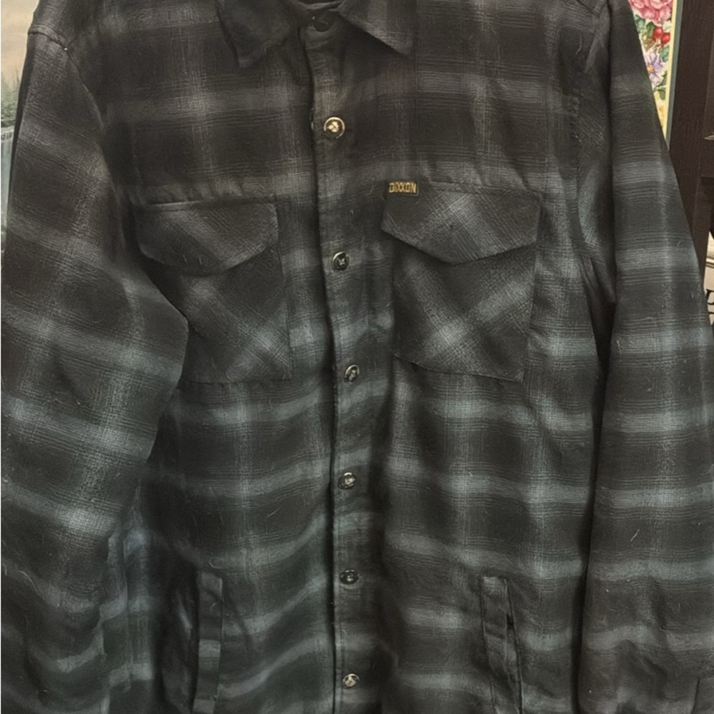 DixxonsMen's Black and Gray Plaid Shirt Jacket